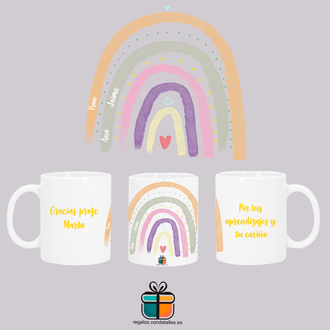 Taza profe arco iris